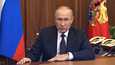 Venäjällä nähtiin keskiviikkoaamuna etukäteen nauhoitettu tv-puhe presidentti Vladimir Putinilta. Kuva on Venäjän presidentinkanslian välittämä. 