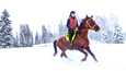 Kirsi Oittinen oli maanantaina 3. tammikuuta nauttimassa lumisesta säästä. Oittinen kertoo, että hankitreeni tekee Zalamero-hevoselle erityisen hyvää. 