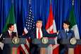 Meksikon presidentti Enrique Peña Nieto, Yhdysvaltain presidentti Donlad Trump ja Kanadan pääministeri Justin Trudeau allekirjoittivat G20-kokouksen yhteydessä kolmen maan uuden vapaakauppasopimuksen.
