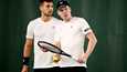 Lloyd Glasspool ja Harri Heliövaara (oikealla) etenivät nelinpelifinaaliin Lontoon ATP-turnauksessa. Kuva Helsingistä joulukuulta 2021.