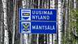 Uudenmaan ja Päijät-Hämeen maakuntaraja tiellä 164 Mäntsälän ja Orimattilan kuntarajalla 25. maaliskuuta 2020. 
