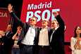 Vasemmisto juhli Espanjassa, jossa äänestettiin europarlamentin lisäksi myös paikallisista ja alueellisista luottamuspaikoista. Juhlatuulella olivat punaista väriä tunnustaneet kandidaatit Angel Gabilouda, Pepo Hernandez ja Jose Manuel Franco.