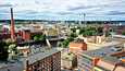 Asuntolainojen nollakorot ovat nyt muuttumassa plusmerkkisiksi. Tampereen keskustan talot on kuvattu heinäkuussa 2021.