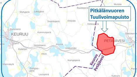 Pitkälänvuoren Tuulipuisto Oy:n  hanke on ollut tällä erää vireillä vuoden päivät. Suunniteltu tuulipuisto sijoittuu Petäjäveden puolelle, Keuruun rajan tuntumaan.