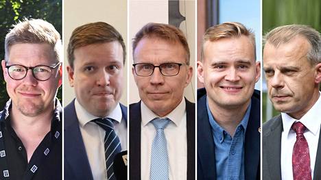 Antti Lindtman (sd), Ville Tavio (ps), Jukka Kopra (kok), Atte Harjanne (vihr) ja Juha Pylväs (kesk)