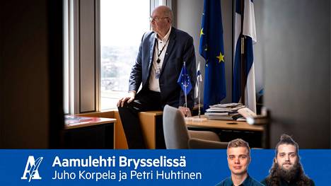 Sdp:n Eero Heinäluoma on ensimmäisen kauden europarlamentaarikko. Hän on toiminut aiemmin muun muassa valtiovarainministerinä sekä eduskunnan puolustus- ja ulkoasiainvaliokunnan jäsenenä. Brysselissä työhuonetta koristavat EU:n ja Suomen liput.