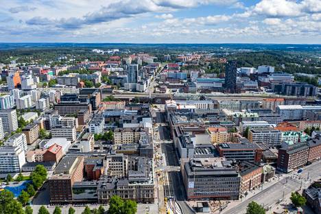 Tampereella mitattiin elokuussa 7,2 prosentin hinnannousu vanhoissa osakeasunnoissa. Tampereen keskusta on kuvattu kesäkuussa 2019.