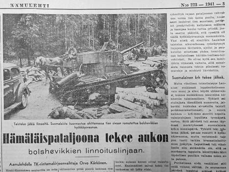 TK-rintamakirjeenvaihtaja Orvo Kärkönen kertoi elokuussa 1941 Aamulehden lukijoille pohjoishämäläisten soturien saavutuksista.