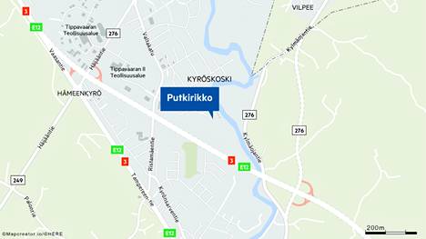 Putkirikko sattui Hämeenkyrössä Lohipuronkadun päässä lähellä Pappilanjokeen laskevan Turkimusojan suuta.