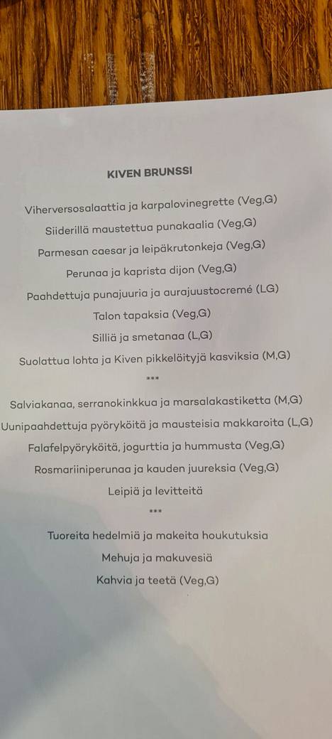 Kiven lista on uuden ravintolatoimenjohtajan Mira Harjumäen luoma.