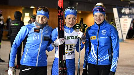 Maija Hakala (vas.), Laura Mononen ja Eveliina Hakala sijoittuivat viidenneksi Vantaalla.
