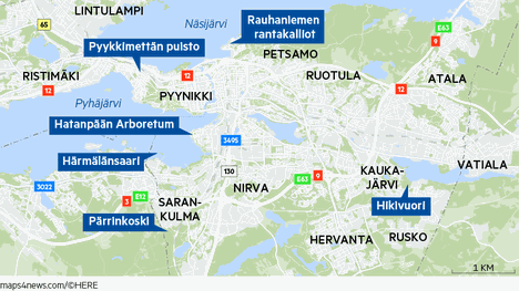 Kartta: Näissä paikoissa voi nauttia luonnosta bussimatkan päässä Tampereen  keskustasta - Kotimaa - Aamulehti