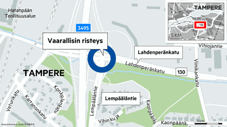 Tampereen vaarallisimmat risteykset 2012–2016: Lahdenperänkadun ja  Lempääläntien risteys on Tampereen vaarallisin - Tampere - Aamulehti