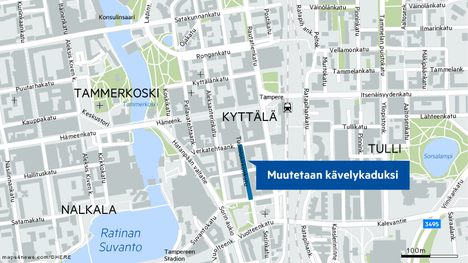 Tuomiokirkonkatu muutetaan kävelykaduksi Verkatehtaankadun ja Suvantokadun  väliltä - Tampere - Aamulehti