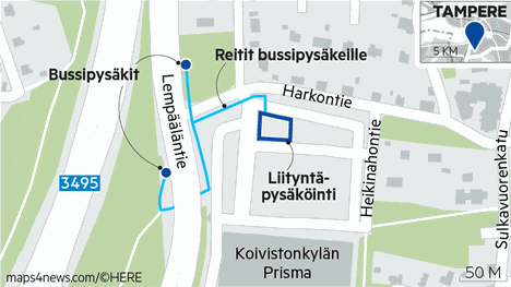 Koivistonkylän Prismalle avataan uusi liityntäparkki perjantaina - Tampere  - Aamulehti