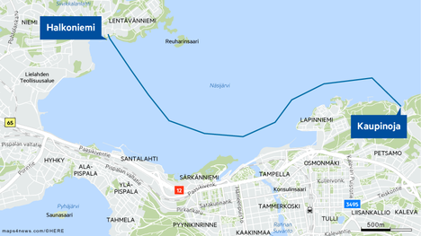 Runkovesijohtoa rakennetaan keskellä Näsijärven selkää - Tampere - Aamulehti