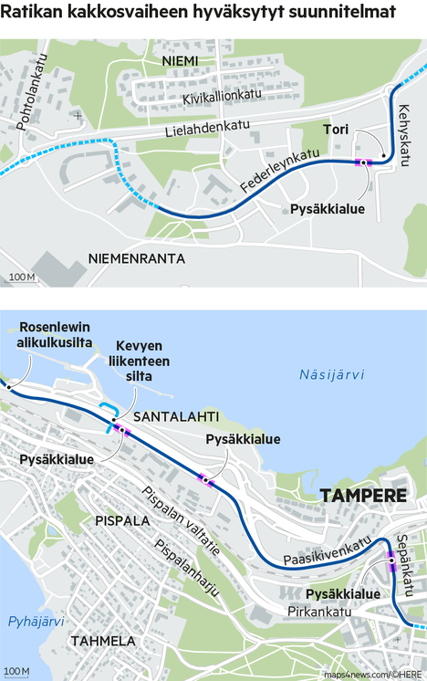 Näin ratikan kakkosvaihe kulkee Sepänkadulta Paasikiventielle – Reitille  tulee kolme uutta siltaa - Tampere - Aamulehti