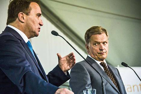Tasavallan presidentti Sauli Niinistö ja Ruotsin pääministeri Stefan Löfven pitivät yhteisen tilaisuuden sunnuntai-iltana Kultarannassa.