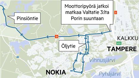 Moottoripyöräilijä kaahasi 170 km/h Nokialla – Karkasi poliisilta vielä  pysäytyksen jälkeen - Kotimaa - Aamulehti