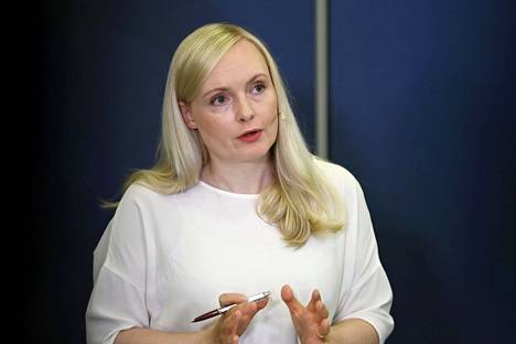 Ympäristö- ja ilmastoministeri Maria Ohisalo Itämeren tilaa koskevassa ilmastokriisi- ja luontokatoinfossa Helsingissä 27. kesäkuuta.