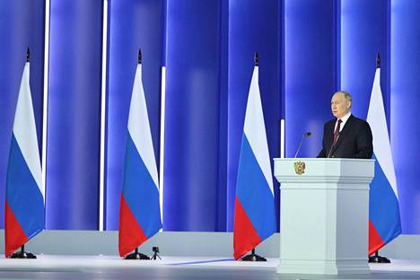 Venäjän presidentti Vladimir Putinin pitkä puhe kesti noin tunnin ja 45 minuuttia. 