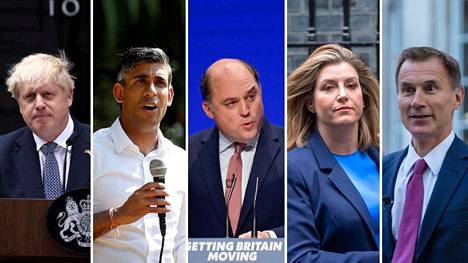 Boris Johnson (vas.), Rishi Sunak, Ben Wallace, Penny Mordaunt ja Jeremy Hunt 