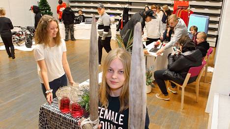 Minkä nuorena oppii, sitä vanhempana jalostaa! Anri Peltomäki esitteli sisustusfirmaansa Merikarvian yhteiskoulun yritysmessuilla vuonna 2018.