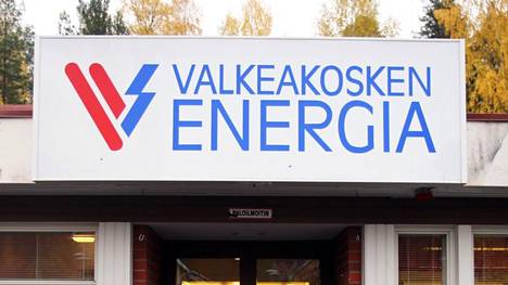 Tällainen on Valkeakosken Energian logo, joka löytyy Valkeakosken Energian työntekijöiden vaatteista ja autoista.