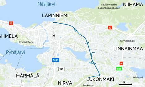 Varareitti idästä länteen eli Rauman suuntaan kulkee Hervannan valtaväylän ja Tampereen kehätien kautta.
