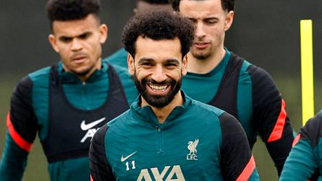Liverpool valmistautui maanantaina Mestarien liigan välierään omassa harjoituskeskuksessaan. Kuvassa Mohamed Salah.