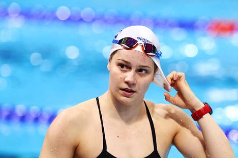 Ida Hulkko harjoitteli Tokion olympia-altaassa viime vuonna.