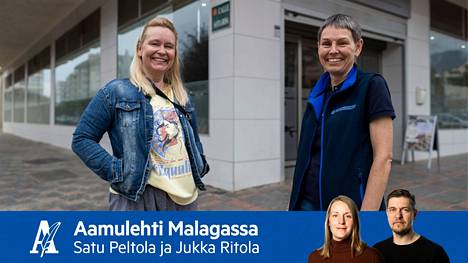 Nina Tölli (vas.) ja Tia Raunio työskentelevät Suomen merimieskirkon sosiaalikuraattoreina Espanjan Aurinkorannikolla. Tölli ja Raunio auttavat paikalla asuvia suomalaisia neuvovat suomalaisia esimerkiksi erilaisten asioiden hoitamisessa.