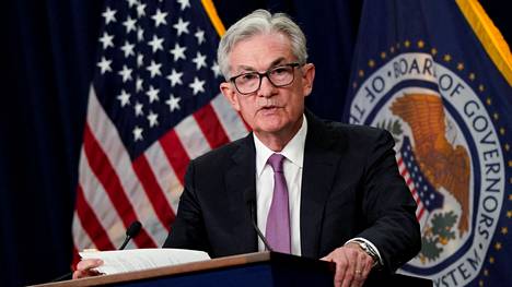Yhdysvaltojen keskuspankin pääjohtaja Jerome Powell puhui tiedotustilaisuudessa Washingtonissa keskiviikkona 27. heinäkuuta.