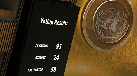 YK:n yleiskokous äänesti 7. huhtikuuta, että Venäjä erotetaan väliaikaisesti YK:n ihmisoikeus­neuvostosta. Erottamisen puolesta äänesti 93 jäsenmaata ja sitä vastaan 24 maata. Lisäksi 58 maata pidättäytyi äänestämästä.