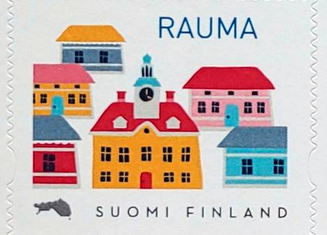 Vanha raatihuone ja puutalot koristavat Rauman tämän vuoden erikoispostimerkkiä.