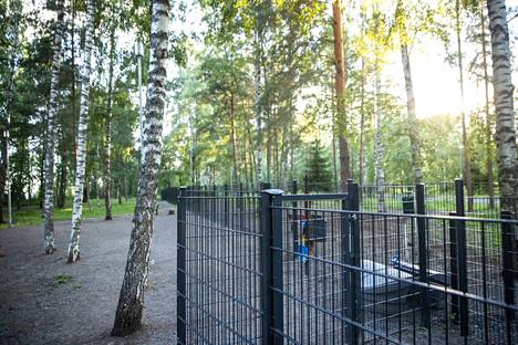 Koirapuistoja löytyy Suomesta moneen lähtöön. Kuva on Tampereelta Raholan koirapuistosta.