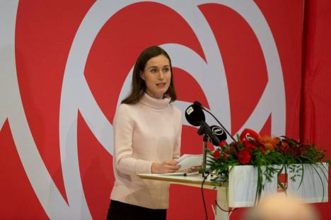 Sdp:n puheenjohtaja, pääministeri Sanna Marin puhui puolueen puoluevaltuuston kokouksessa Lappeenrannassa lauantaina 19. marraskuuta.