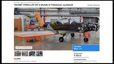 Ruutukaappaus Huutokaupat.comista maanantaina. Myytävät koneet ovat Jyväskylän Tikkakoskella. 