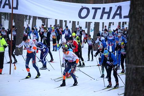 Pirkan hiihto hiihdetään 68. kerran vuonna 2024. Kuva lähdöstä Niinisalosta vuodelta 2022.