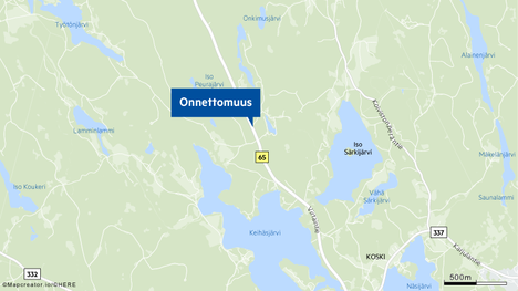 Onnettomuus sattui Virtaintiellä noin 4,4 kilometriä Ruoveden liittymästä.