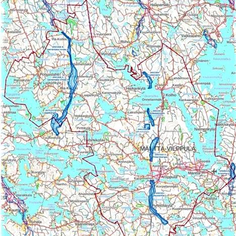 Mänttä-Vilppulan pohjavesialueet näkyvät kartalla.