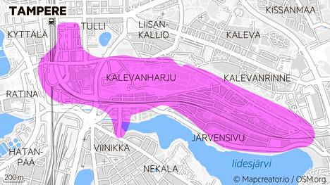 Kaukolämpökatkon alkuperäinen vaikutusalue ulottuu lännestä Nokia-areenan seudulta itään Järvensivulle asti. Lisäksi Tullintorin läheisyydessä on 51 kiinteistöä katkon piirissä.