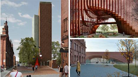 Arkkitehtikilpailuun tuli 472 hyvin erilaista ehdotusta. Chimney Square Park -ehdotus nostaisi korkean tiilirakennuksen puiston reunalle. Portti-ehdotuksen julkisivu on metallia ja lasia ja avaa suoran näkymän puistoon rakennuksen läpi. Arcus luo uuden portin Finlaysoninkadun ylle ja jättää puistolle tilaa laajentua.