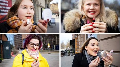 Sanni Tiusanen, Anna Aspinmaa, Terhi Kotilainen ja Kristiina Lehmus ehtivät jo mukaan maskien alta paljastuvaan kevään kauneustrendiin. Heitä huulipunan paluu on ilahduttanut kovasti.
