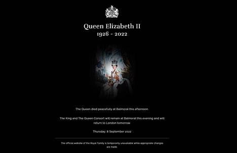 Kuvakaappaus britannian kuninkaallisen perheen verkkosivuilta.