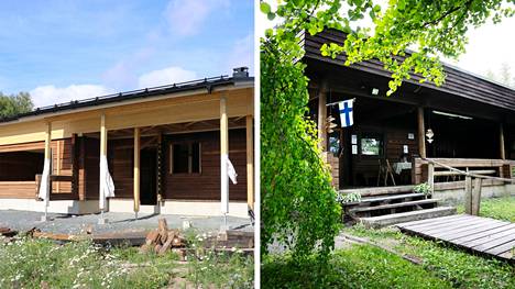 Veittijärven sauna siirrettiin vuosien kiistan jälkeen järven toiselle puolelle. Uusi sauna kuvattuna elokuussa tänä vuonna vasemmalla. Vanha sauna kuvassa oikealla.