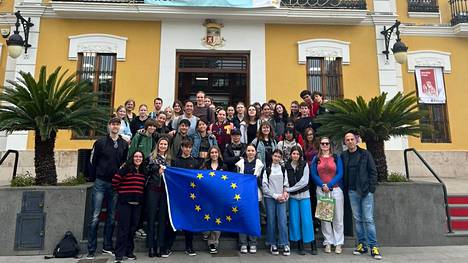 Erasmus+ -ryhmä Valencian kaupungintalolla.