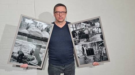 Hannu Moilasen valokuvanäyttelyssä on noin 50 kuvaa Finlaysonin tehtaasta ja tehtaan työntekijöistä.