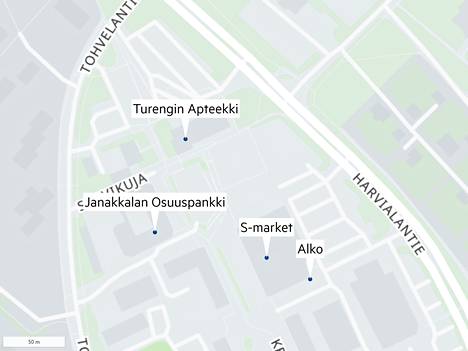 Janakkalan Osuuspankki, Alko, S-market ja Turengin Apteekki muuttavat uuteen kauppakeskukseen.