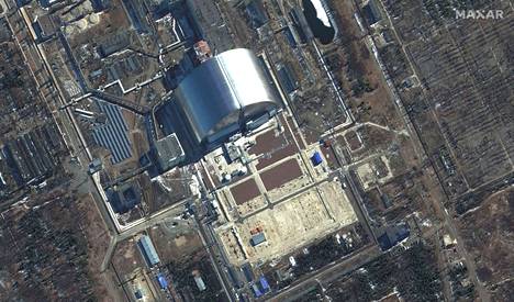 Tšernobylin ydinvoimala satelliittikuvassa 10. maaliskuuta.